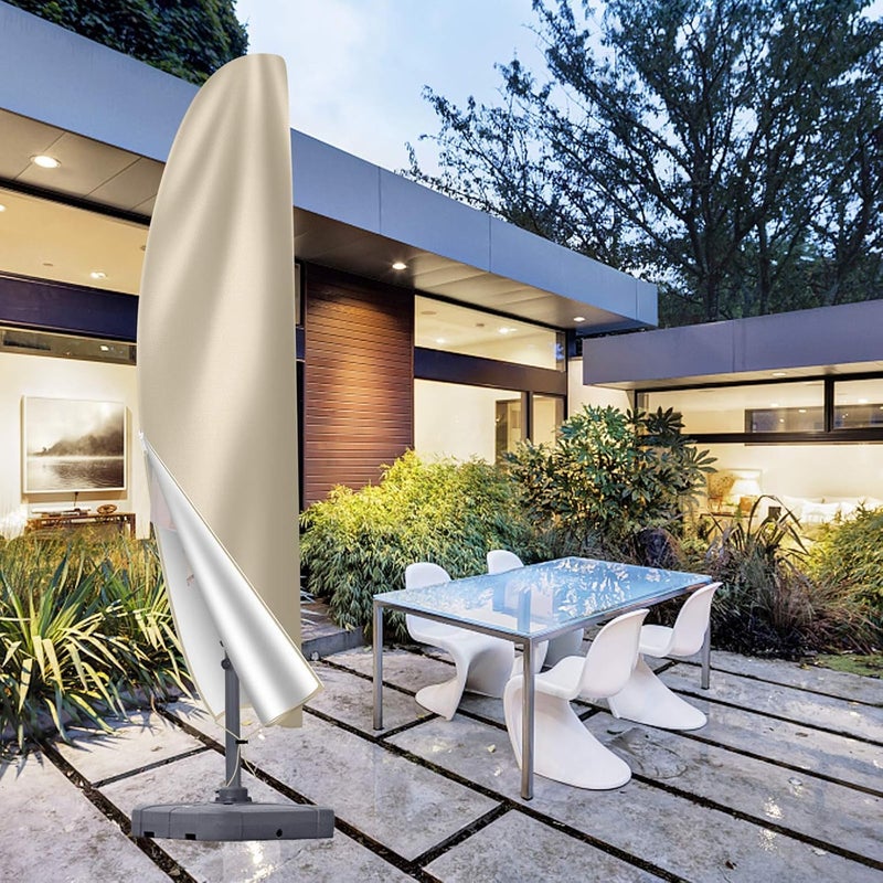 OKPOW Patio Cantilever Umbrella Covers for Outdoor: Waterproof Offset Umbrella Cover Banana Style with Zipper fits 9FT to 14FT, Khaki - Image 5